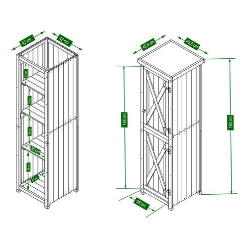 Thumbnail - HABAU Gartenschrank, BxHxL: 45 x 160 x 45 cm - grau