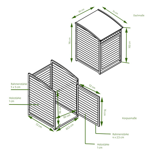 Thumbnail - HABAU Mülltonnenbox, Plus für 120 Liter - braun