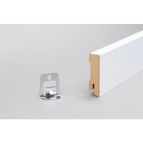 Thumbnail - Sockelleiste, Länge: 244 cm, eckig/modern, weiß - weiss