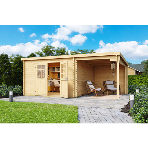 Mr. GARDENER Anbau für Blockbohlenhaus »Malta«, Holz, B x T x H: 210 x 319 x 217 cm - beige |  Fichte  |  5,55 m²