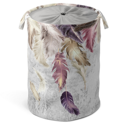 Thumbnail - Sanilo Wäschekorb »Federn«, 60L, Lila, Rund