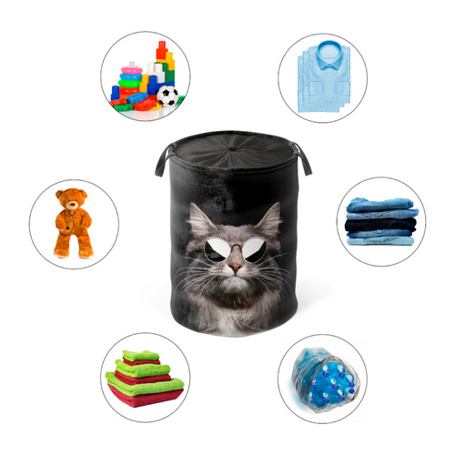 Thumbnail - Sanilo Wäschekorb »Cool Cat«, 60L, Schwarz, Rund