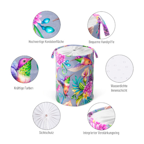 Thumbnail - Sanilo Wäschekorb »Kolibri«, 60L, Bunt, Rund