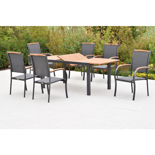 Thumbnail - MERXX Gartenmöbel-Diningset »Siena«, 7 tlg., 6 Sitzplätze, Aluminium - grau