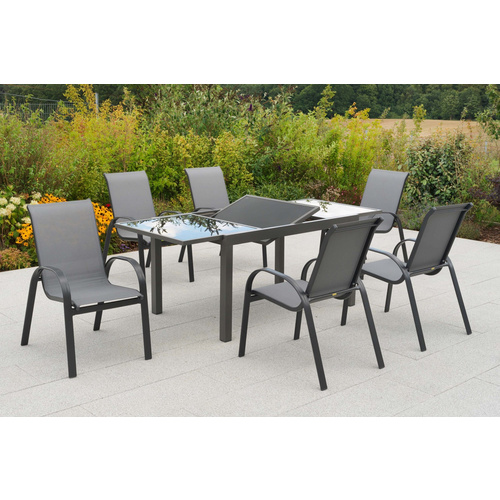 Thumbnail - MERXX Gartenmöbel-Diningset »Amalfi«, 7 tlg., 6 Sitzplätze, Aluminium - grau