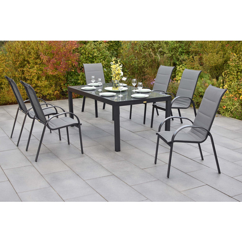 Thumbnail - MERXX Gartenmöbel-Diningset »Amalfi«, 7 tlg., 4 Sitzplätze, Aluminium - grau