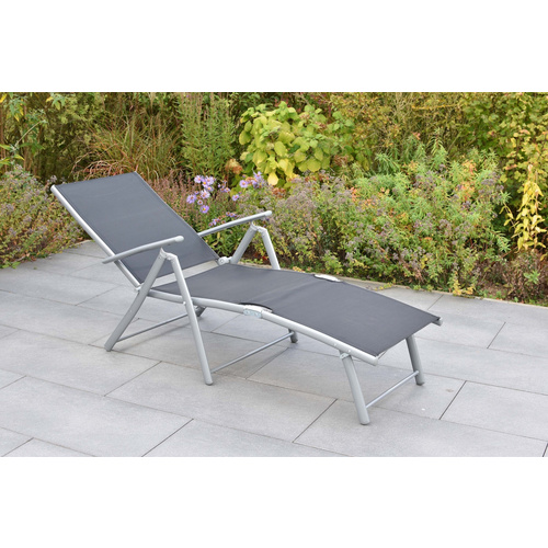 Thumbnail - MERXX Deckchair, Aluminium/Stahl/Textilen, 5-fach verstellbare Rückenlehne/Klappfunktion - silberfarben