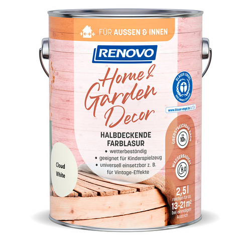 RENOVO Farblasur, »Home & Garden Decor«, seidenmatt, 2,5L, cloud white - weiss