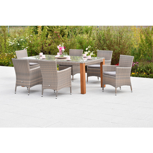 MERXX Gartenmöbel-Diningset »Teneriffa«, 7 tlg., 6 Sitzplätze, Aluminium - braun