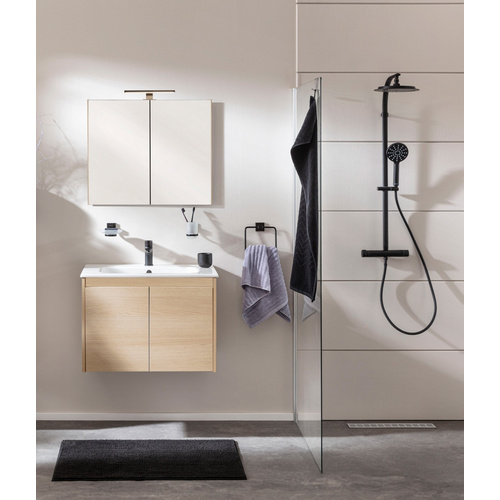 Thumbnail - FACKELMANN Badmöbel-Set »Compact Line«, 710 mm, mit Spiegelschrank, Lindberg Eiche, 2 Türen - braun