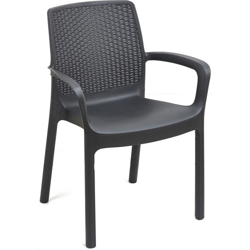 Progarden Anthrazit Gartenstuhl Torino, Gartensitz, Stuhl Für Esstisch, Outdoor-Sessel In Rattan-Optik, 100 % Made In Italy, Cm 54X60h82, - Bild 3