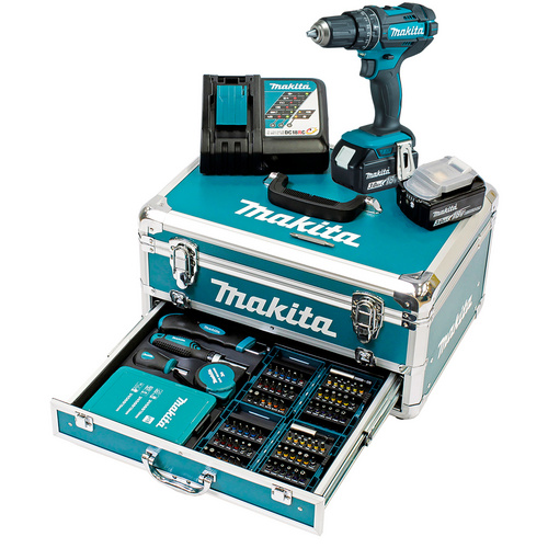 Image of MAKITA Akku-Schlagbohrschrauber »DHP482RFX9«, 18 V, inkl. Akku - blau