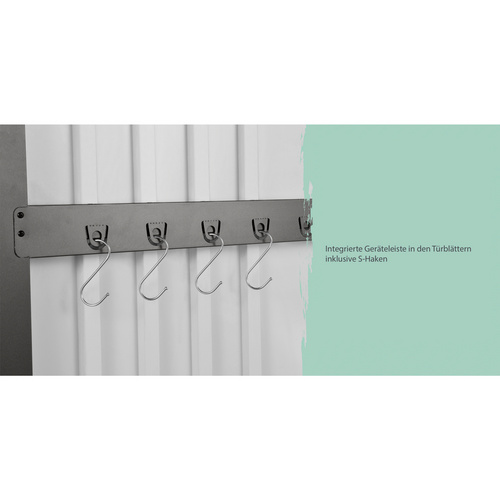 Thumbnail - Mr. GARDENER Gerätehaus, Metall, BxHxT: 144 x 193 x 179 cm (Außenmaße inkl. Dachüberstand) - grau