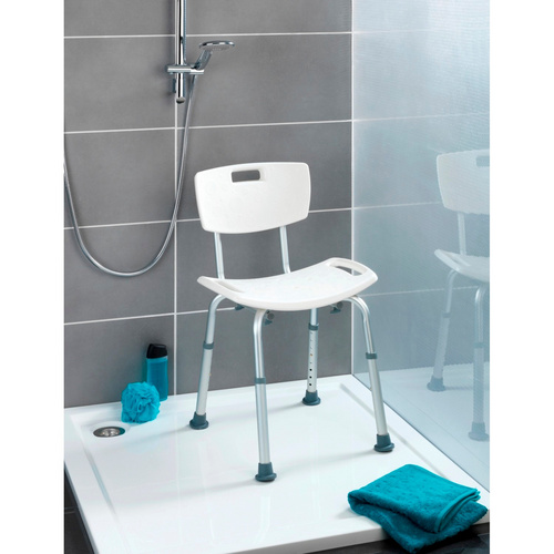 Wenko Weiß Duschhocker "Secura" Belastbar Bis 130 Kg Mit Rückenlehne von Baur - Image 4