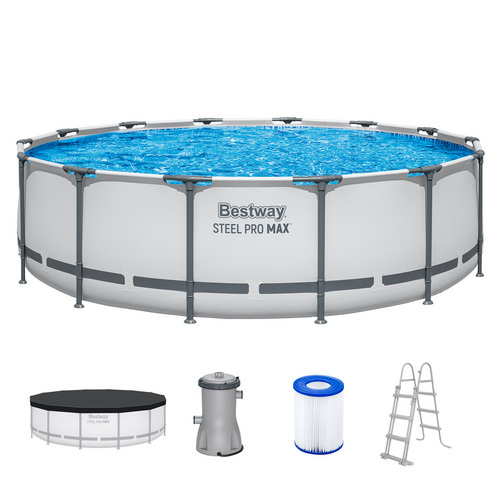 Grau Steel Pro Max™ Frame Pool Komplett-Set Mit Filterpumpe Ø 427 X 107 Cm, Licht, Rund - Bild 2
