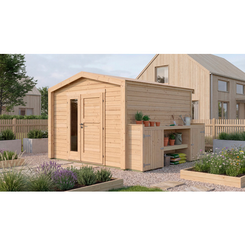 WEKA Gartenhaus, »Killarney«, LxBxH: 313x357x246 cm, naturfarben - braun