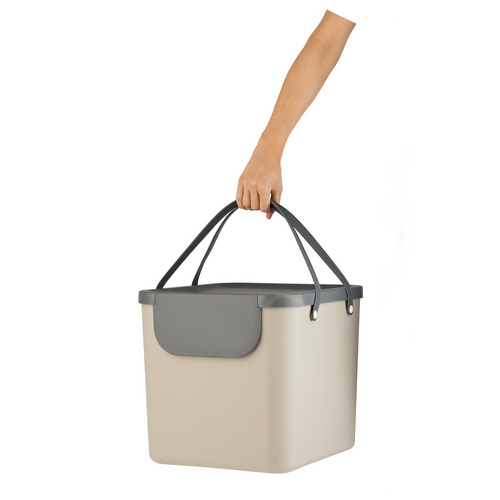 Thumbnail - Rotho Müllsystem »Albula«, Klappdeckel, 40 l, Kunststoff - beige