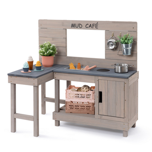 Muddy Buddy Matschküche Coffee Corner warmgrau 100 x 60 x 95 cm - Image 3