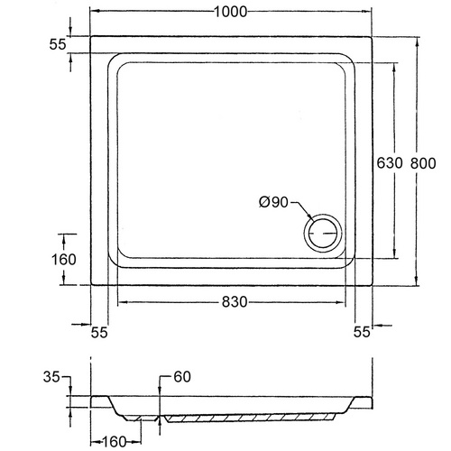 Thumbnail - OTTOFOND Duschwanne »Samos«, ohne Fuss 100x80 cm, weiss