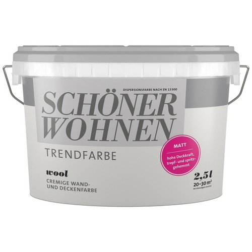 SCHÖNER WOHNEN FARBE Dispersionsfarbe »Trendfarbe«, Wool, matt – weiss