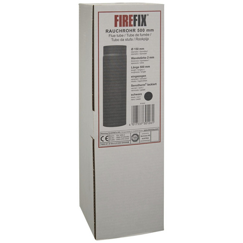 FIREFIX® Rauchrohr, ØxL: 15 x 50 cm, Stärke: 2 mm, Stahl - schwarz (Rabatt: 9 %)