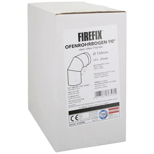 FIREFIX® Rohrbogen, Ø: 15 cm, Stärke: 2 mm, Stahl - schwarz (Rabatt: 13 %)