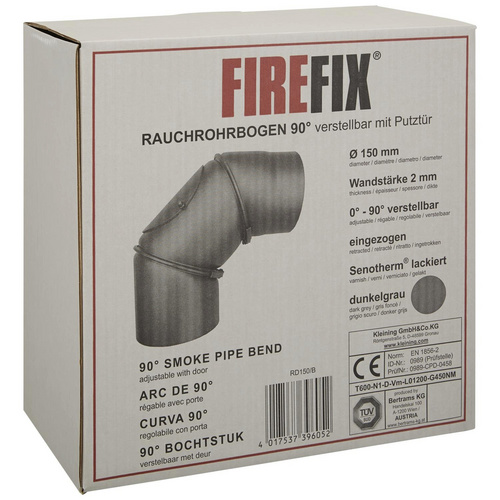 FIREFIX® Rohrbogen, Ø: 15 cm, Stärke: 2 mm, Stahl - grau (Rabatt: 13 %)