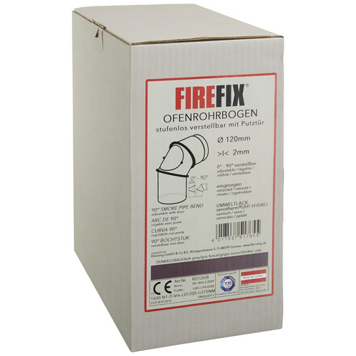 FIREFIX® Rohrbogen, ØxL: 12 x 45 cm, Stärke: 2 mm, Stahl - grau