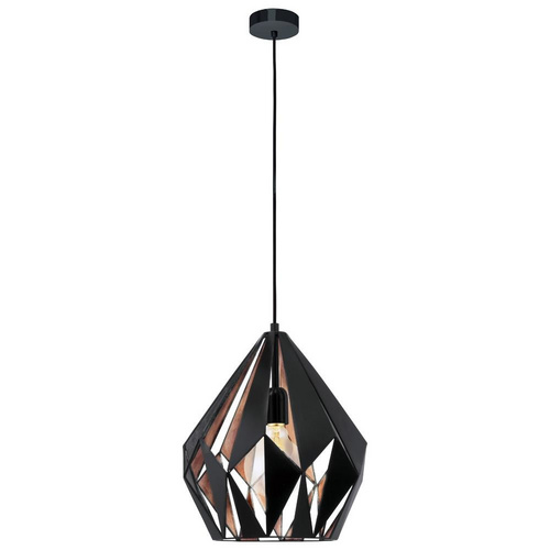 Vintage Pendelleuchte, schwarz, kupfer, 310x1100mm