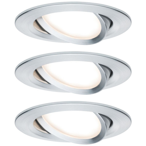 Paulmann LED Einbauleuchte Nova alu gedreht, 3-stepdimmbar, rund, schwenkbar, 3er Set