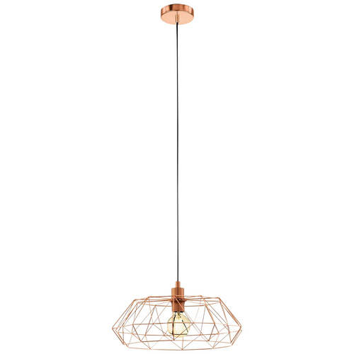 Vintage Pendelleuchte mit Gitterschirm, kupfer