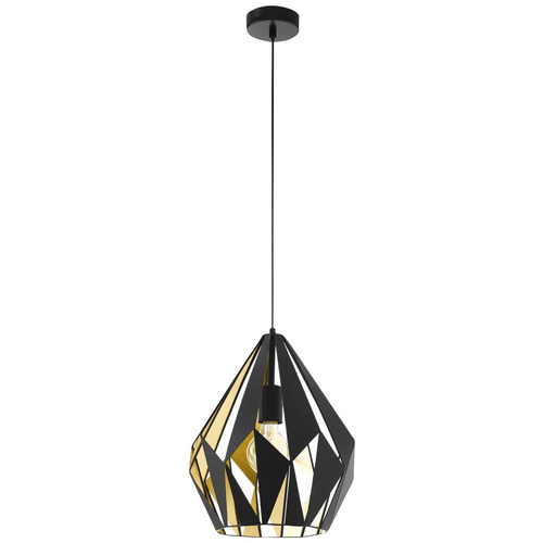 Vintage Pendelleuchte, schwarz, gold, 310x1100mm