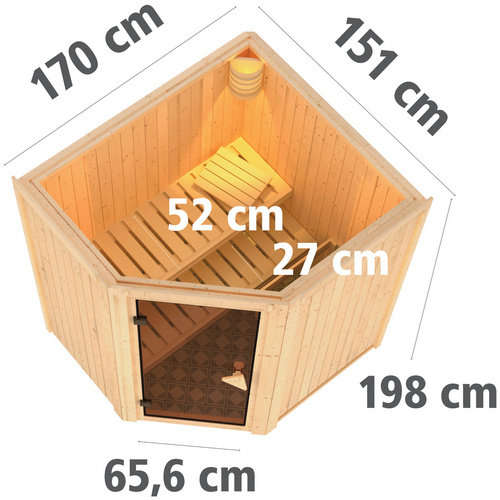 Thumbnail - KARIBU Sauna »Tuckum«, inkl. 3.6 kW Saunaofen mit integrierter Steuerung, für 3 Personen - beige