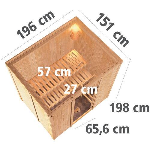 Thumbnail - KARIBU Sauna »Kircholm«, inkl. 3.6 kW Saunaofen mit externer Steuerung, für 3 Personen - beige