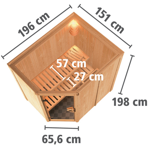 Thumbnail - KARIBU Sauna »Wenden«, für 3 Personen, ohne Ofen - beige