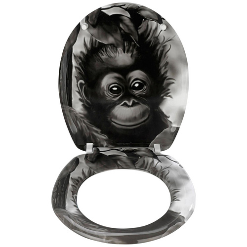 Thumbnail - WENKO WC-Sitz »Affe«, Duroplast, oval - schwarz