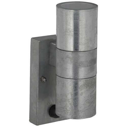 Hochwertige Wandleuchte Modena aus galvanisiertem Stahl, mit Bewegungsmelder, mit zwei Brennstellen, GU10, IP44