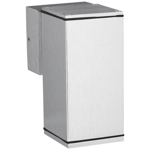 Harmonische Wandleuchte aus Aluminium in grau und Glas in klar, GU10 Fassung, IP44