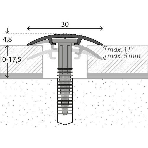Thumbnail - CARL PRINZ Übergangsprofil »D.O.S.«, BxH: 32 x 14 mm, verdeckte Befestigung - silberfarben