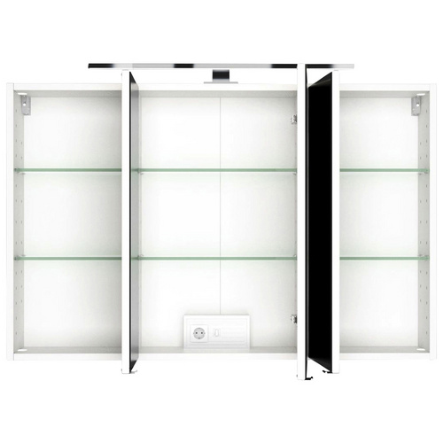 HELD MÖBEL Spiegelschrank »Florida«, 3-türig, LED, BxH: 100 x 66 cm - weiss