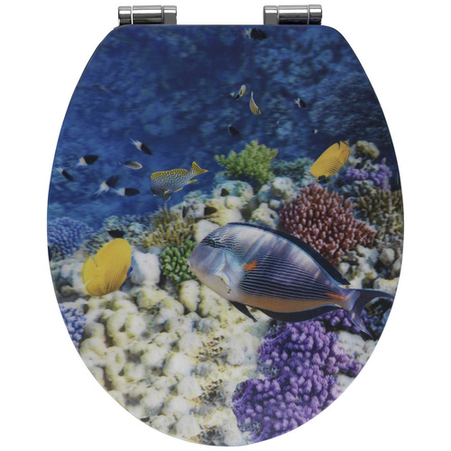 Wenko WC-Sitz Fish mit 3D-Effekt MDF mit Absenkautomatik Mehrfarbig