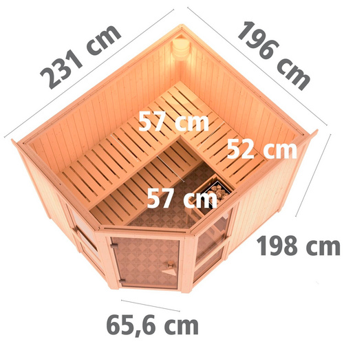 Thumbnail - KARIBU Sauna »Pölva 3«, für 4 Personen, ohne Ofen - beige