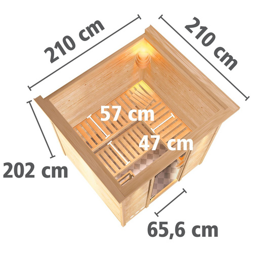 Thumbnail - KARIBU Sauna »Valga«, inkl. 9 kW Bio-Kombi-Saunaofen mit externer Steuerung, für 4 Personen - beige