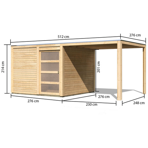 KARIBU Gartenhaus »Qubic«, BxT: 542 x ...