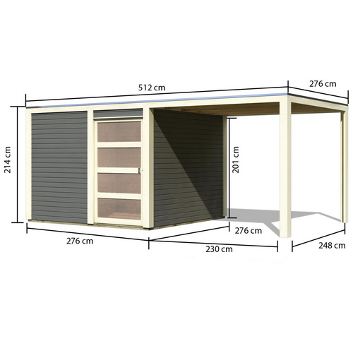 KARIBU Gartenhaus »Qubic«, BxT: 542 x ...