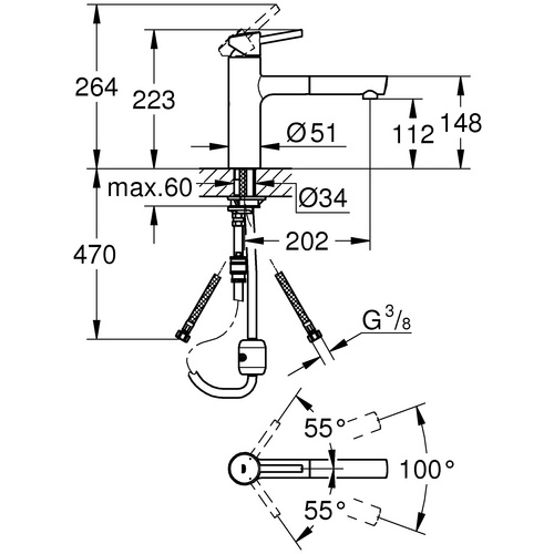 GROHE Einhand-Spültischbatterie »Concetto«, chromfarben, Anschluss: Flex-Schläuche - silberfarben