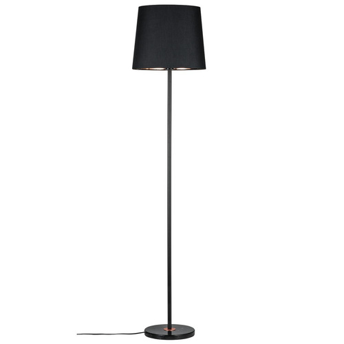 Neordic Stehleuchte Enja, E27, Marmor, Stoff, schwarz, kupfer
