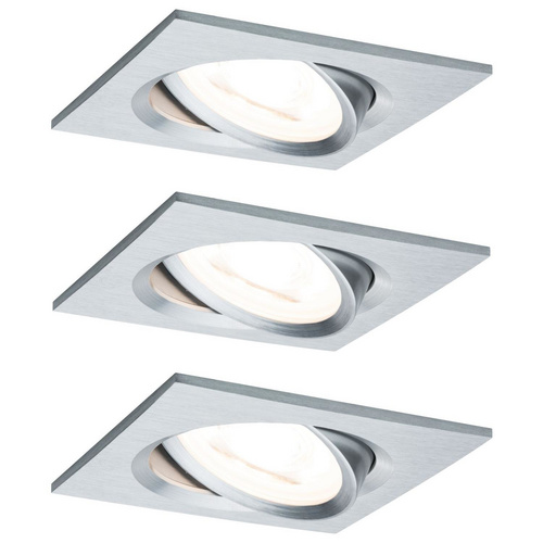 Paulmann LED Einbauleuchte Nova alu gedreht, eckig, schwenkbar, 3 stepdimmbar, 3er Set, GU 10