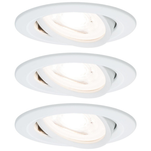Paulmann LED Einbauleuchte Nova weiß matt, rund, schwenkbar, 3 stepdimmbar, 3er Set, GU 10