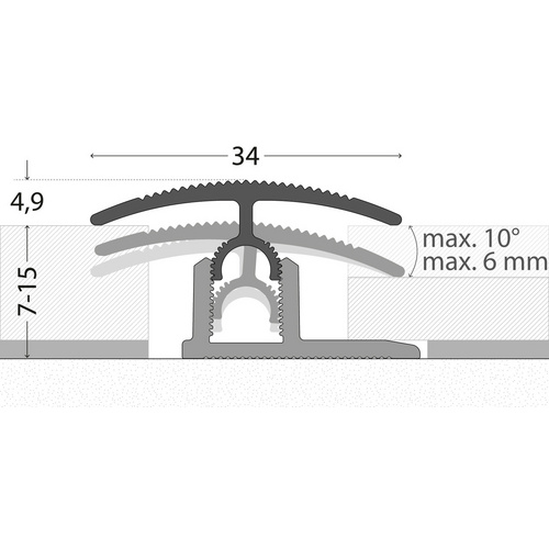 Thumbnail - CARL PRINZ Übergangsprofil »PROFI-TEC«, BxH: 34 x 15 mm, verdeckte Befestigung - braun